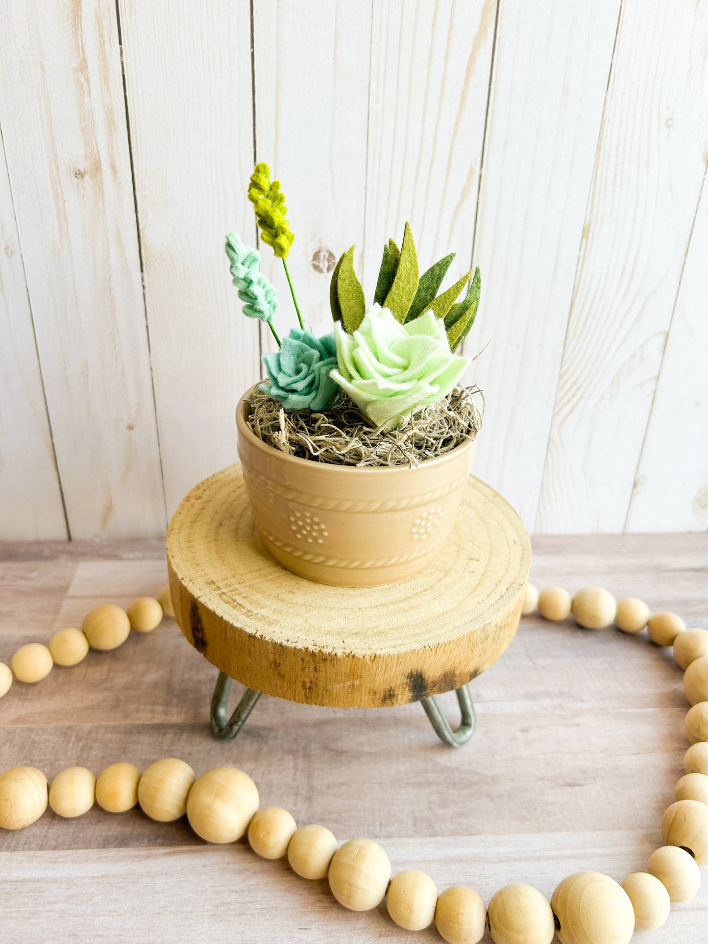 Brown Crock Felt Succulent