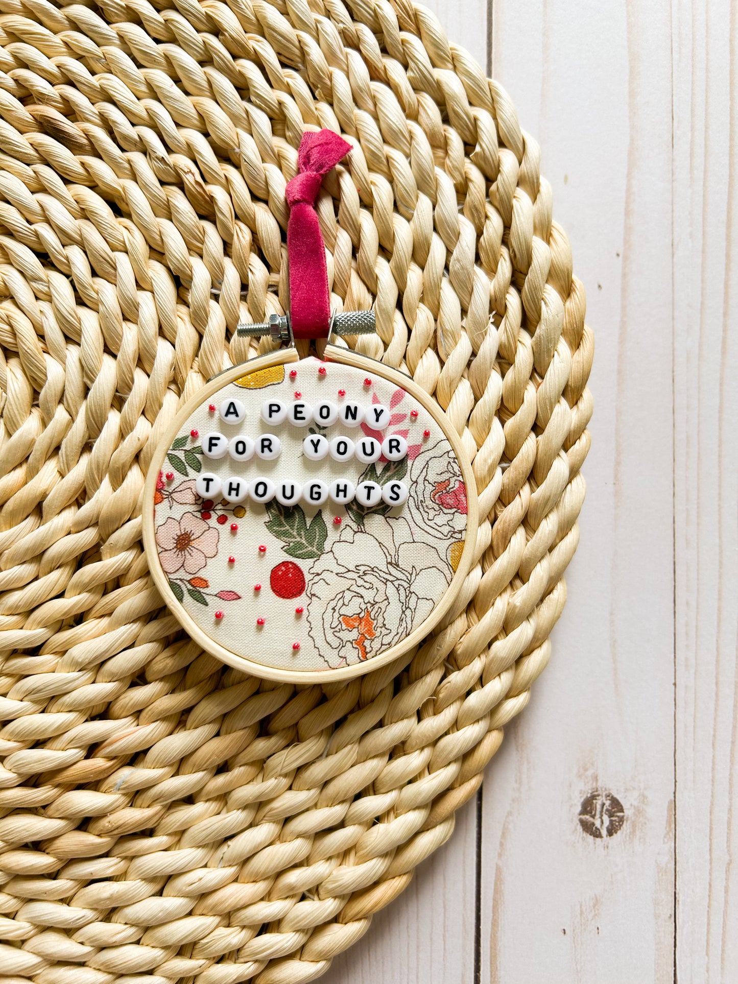 A Peony For Your Thoughts Hoop Ornament