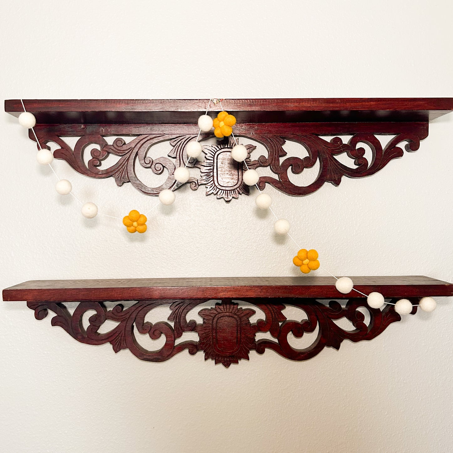 Yellow Floral Felt Ball Garland
