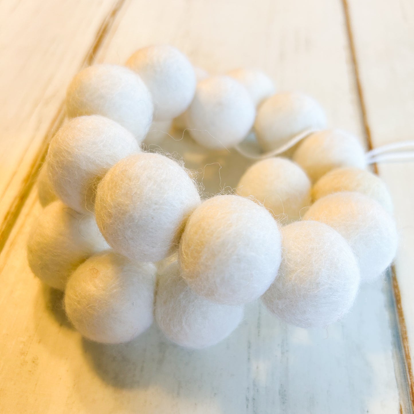 White Felt Ball Garland
