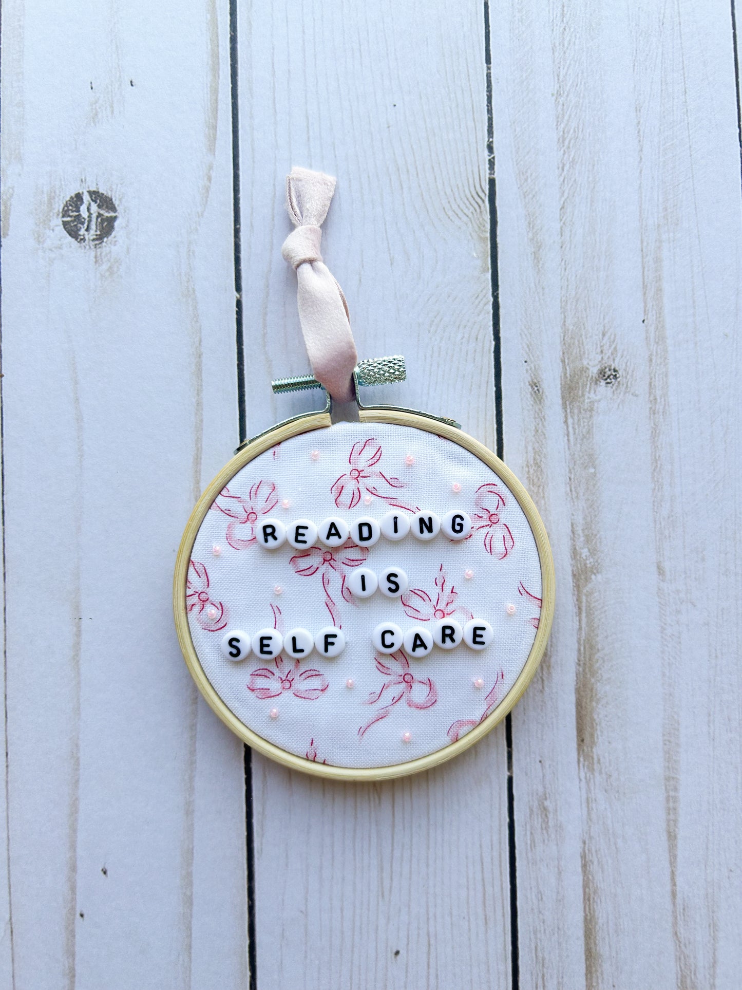 Reading is Self Care Hoop Ornament