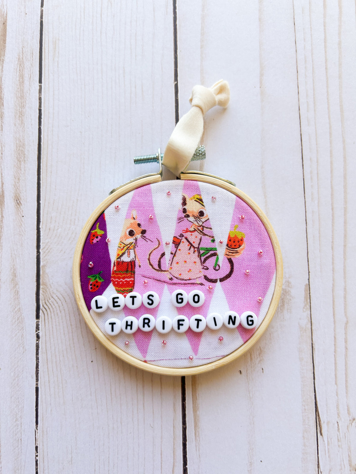 Let’s Go Thrifting Hoop Ornament