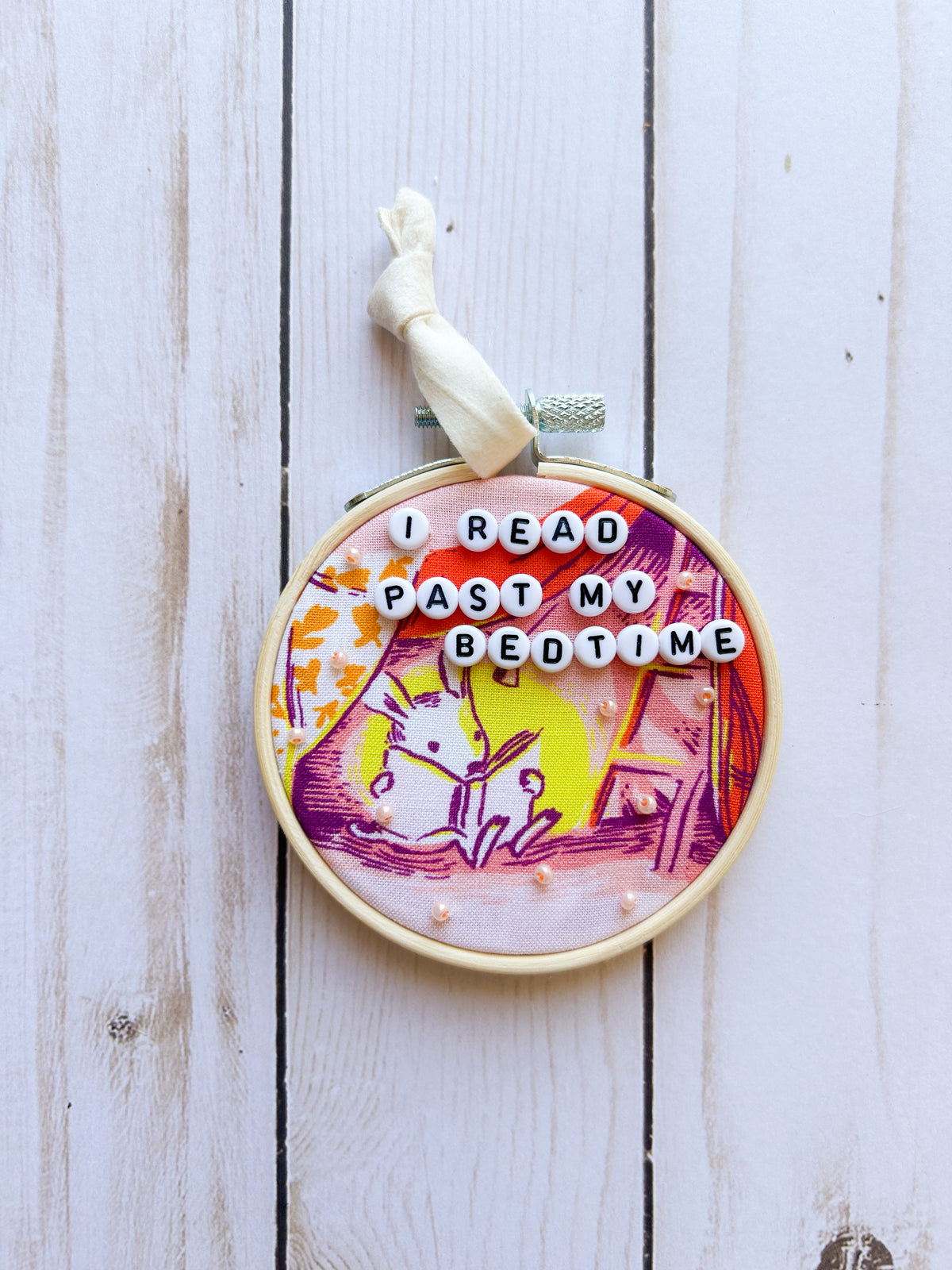 I Read Past My Bedtime Hoop Ornament