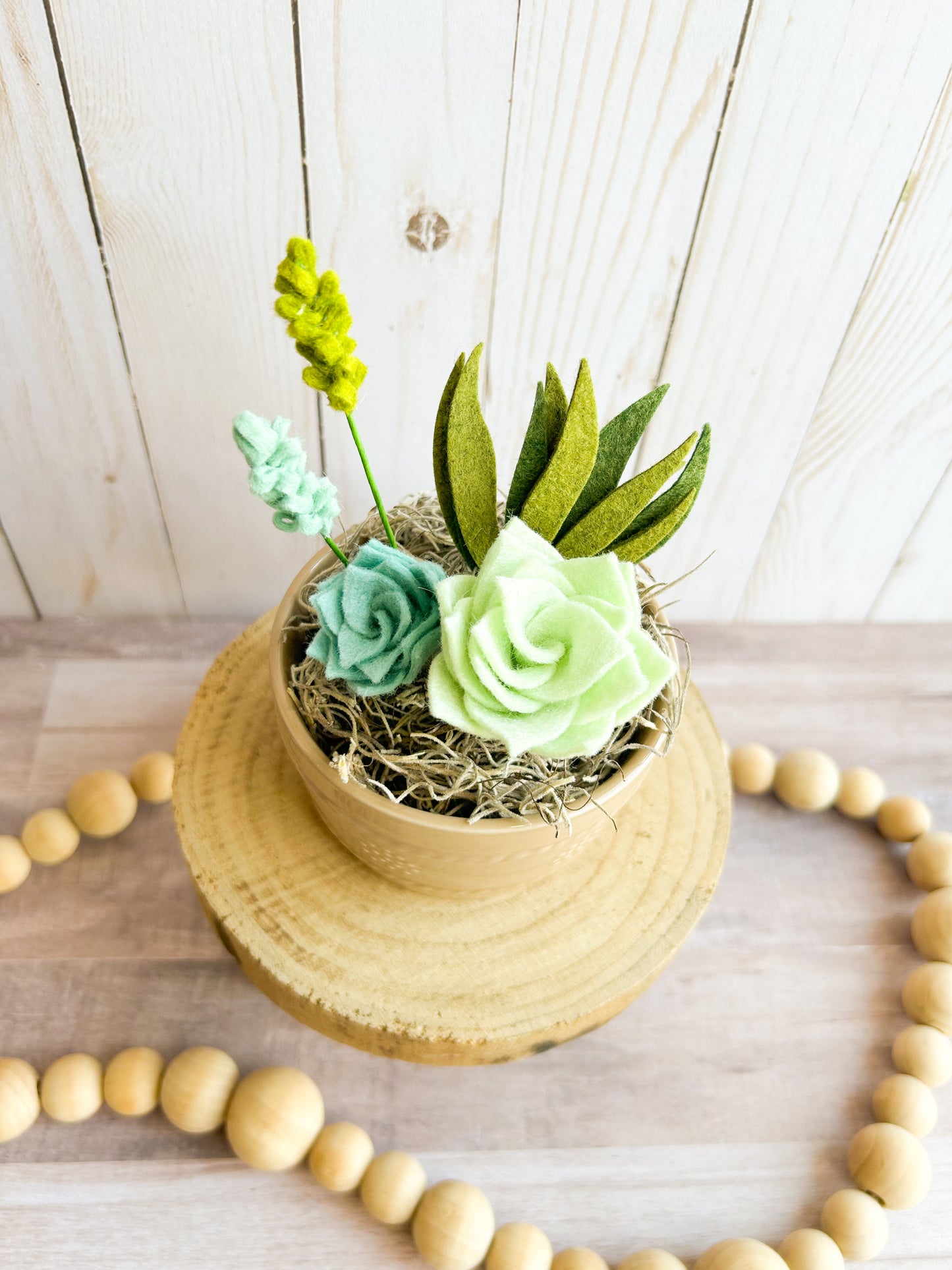 Brown Crock Felt Succulent