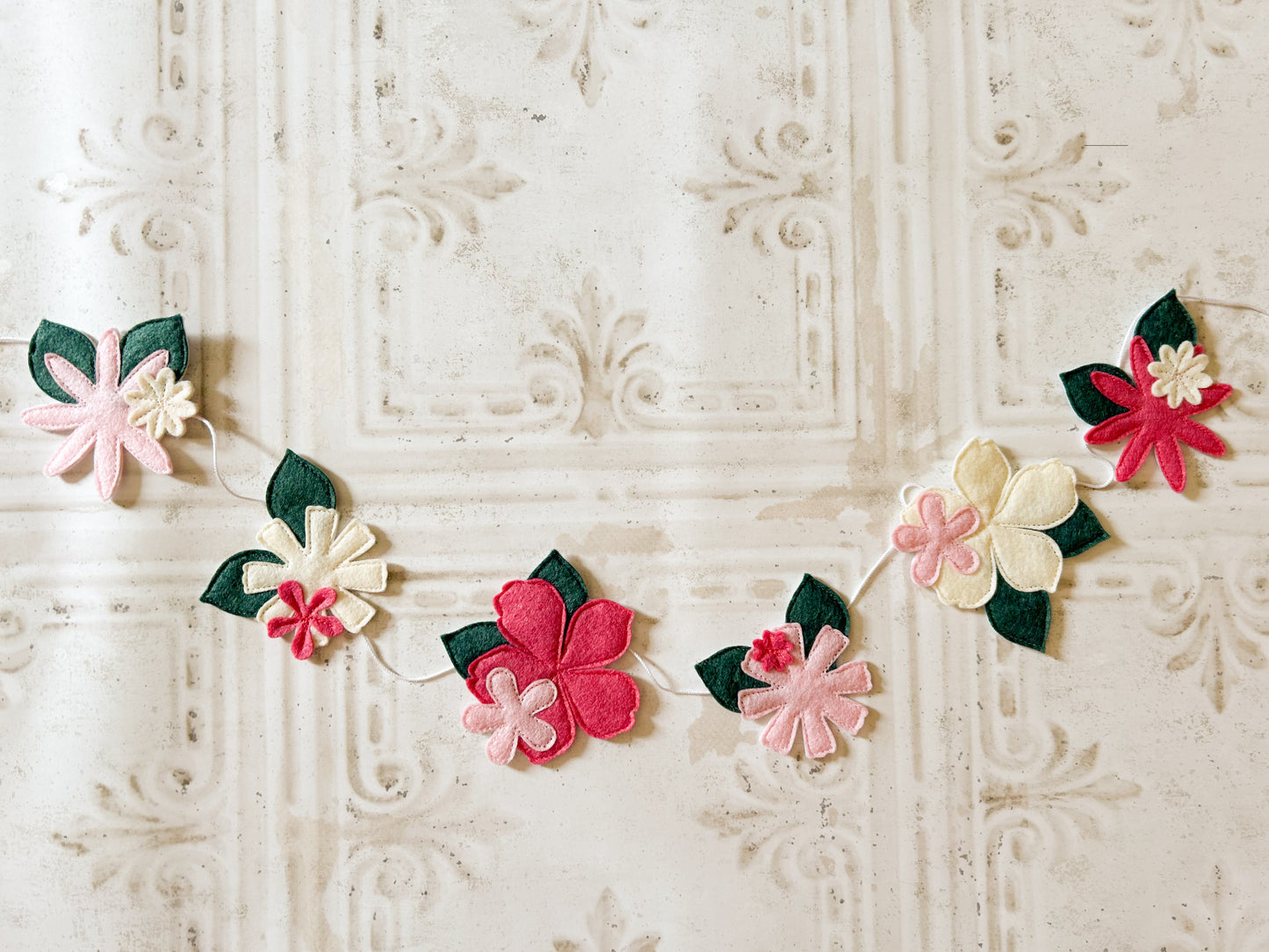 Pink and Cream Floral Garland