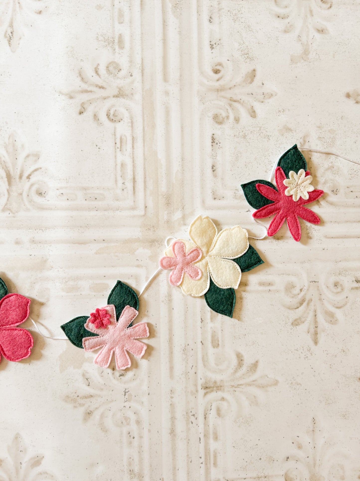Pink and Cream Floral Garland