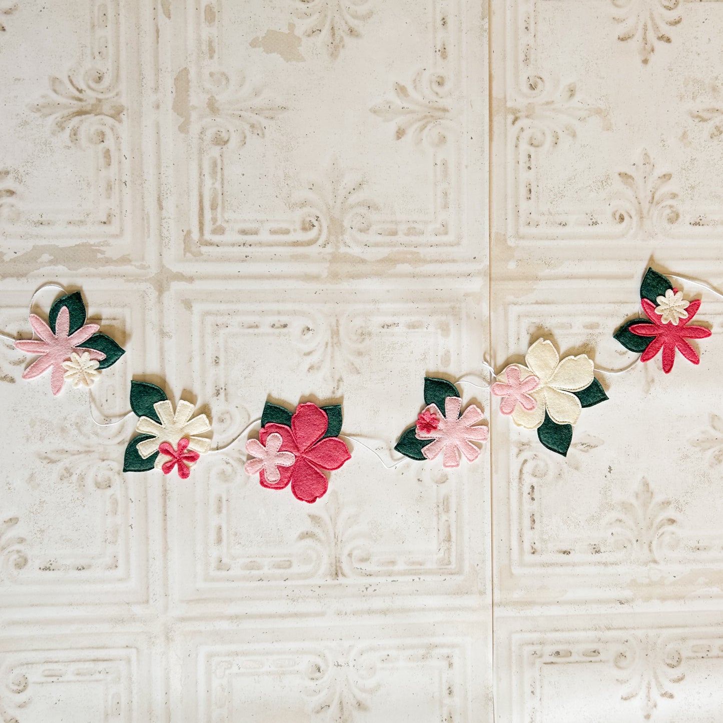 Pink and Cream Floral Garland