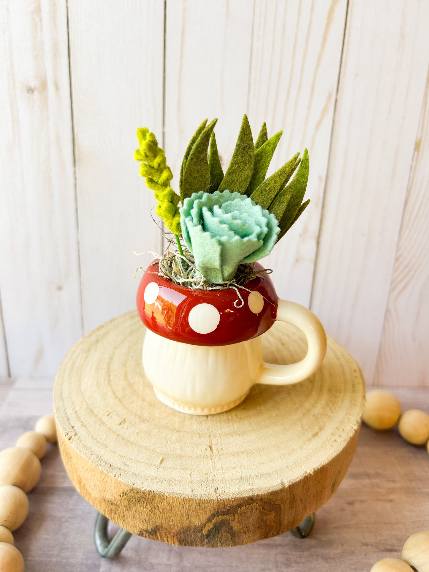 Mini Mushroom Felt Succulent