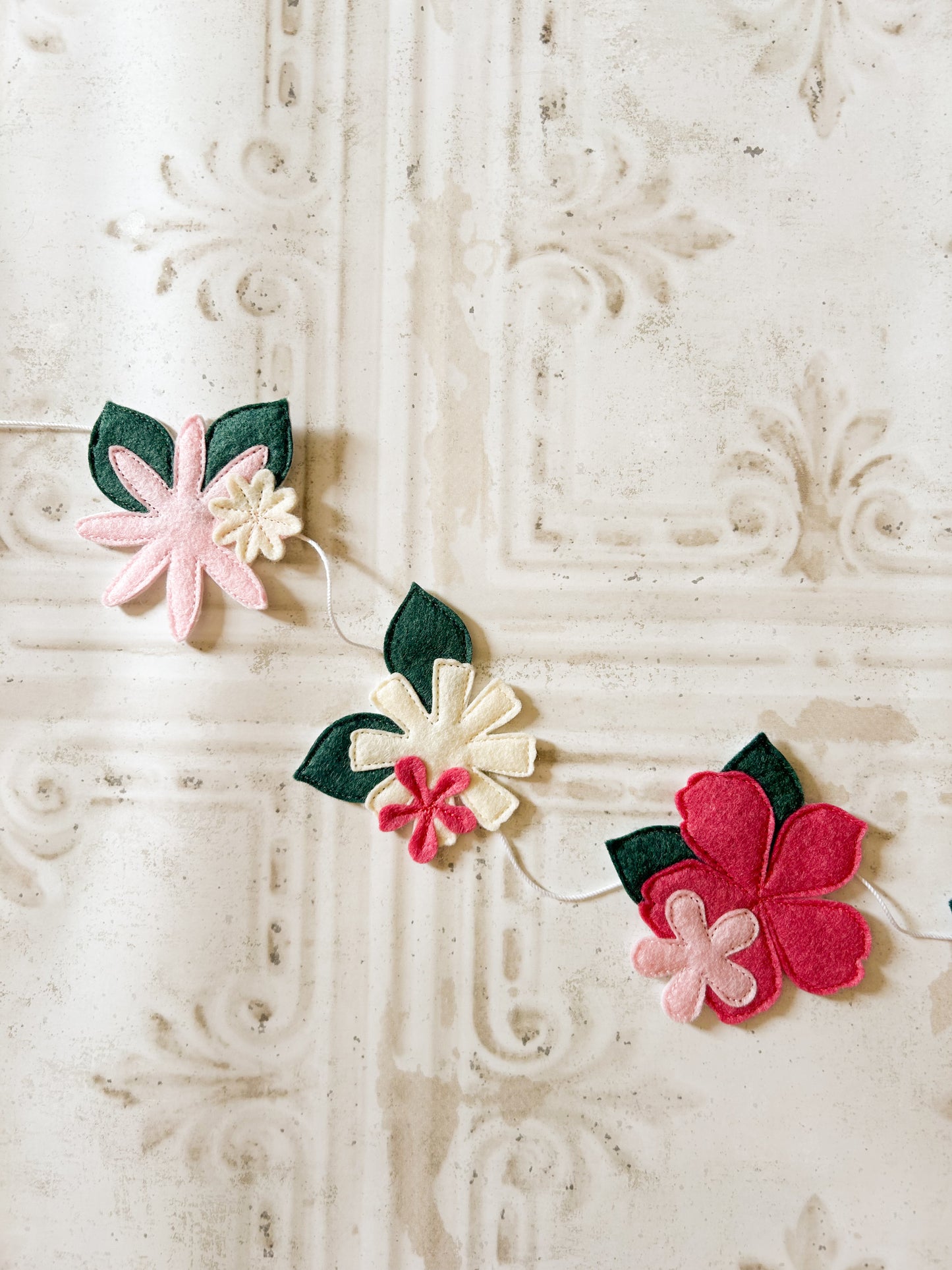 Pink and Cream Floral Garland