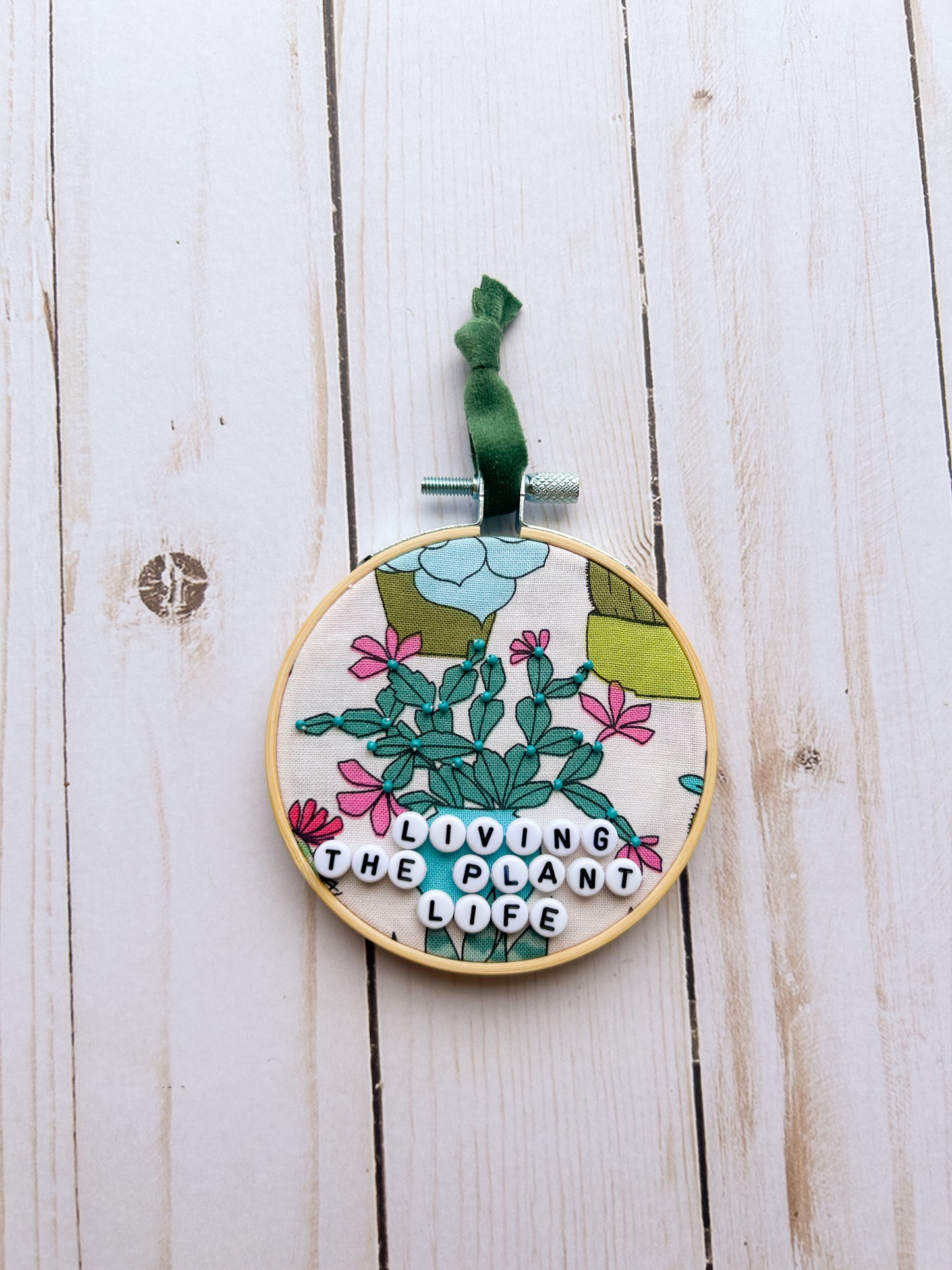 Living The Plant Life Hoop Ornament