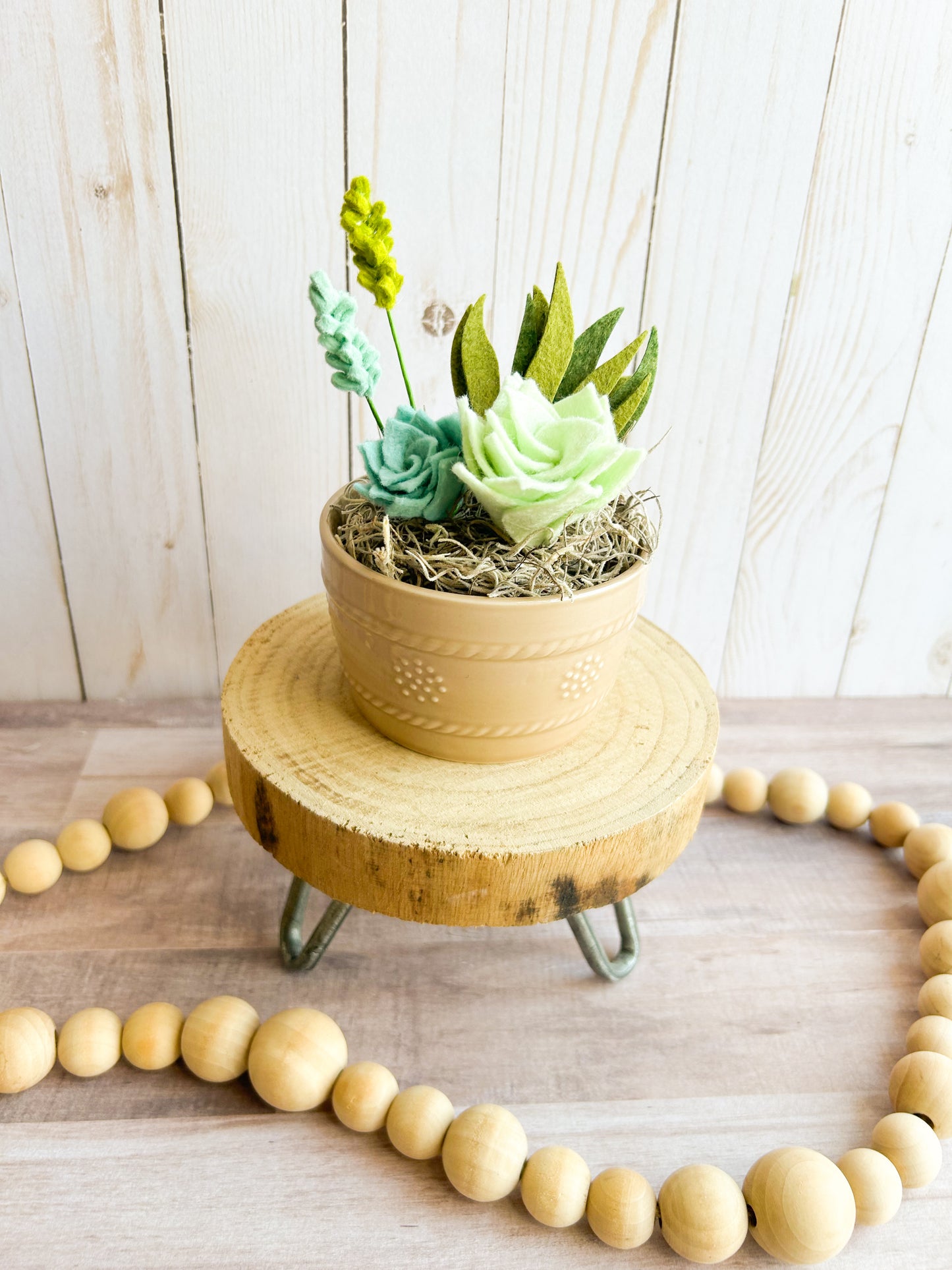 Brown Crock Felt Succulent