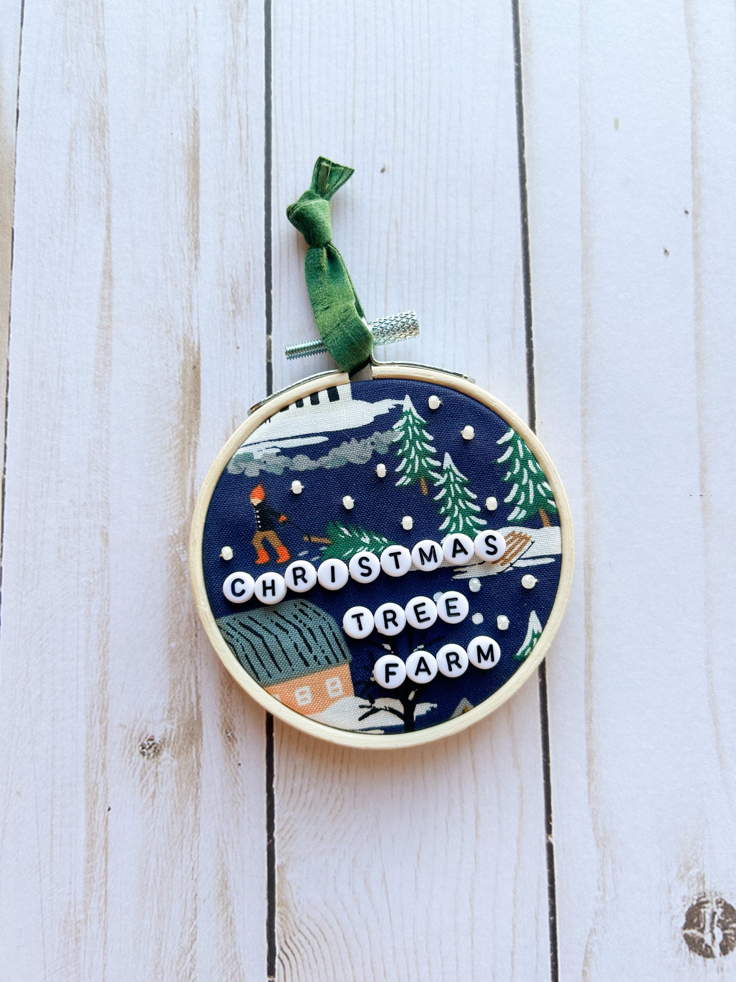 Christmas Tree Farm Hoop Ornament