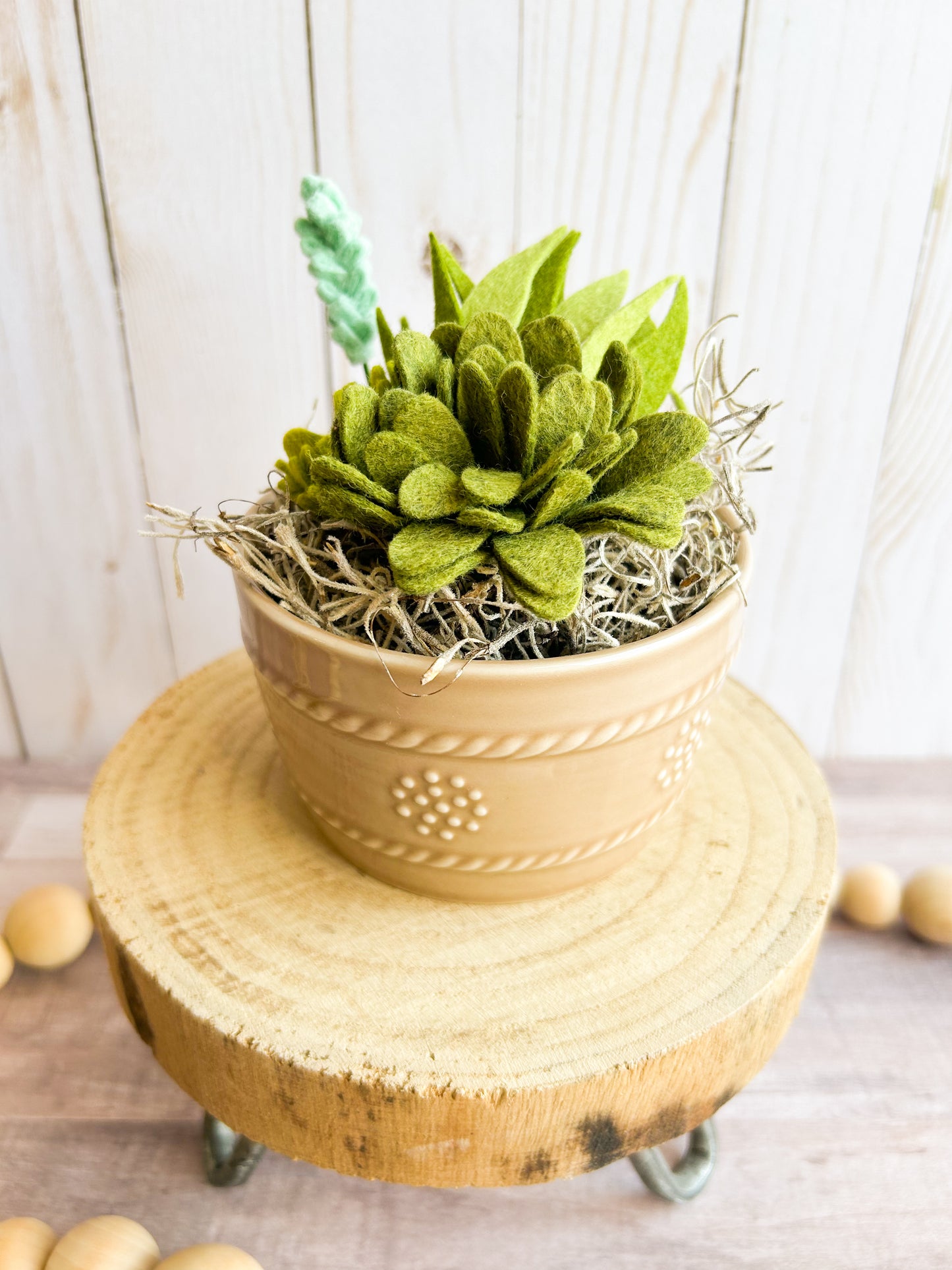 Brown Crock Felt Succulent