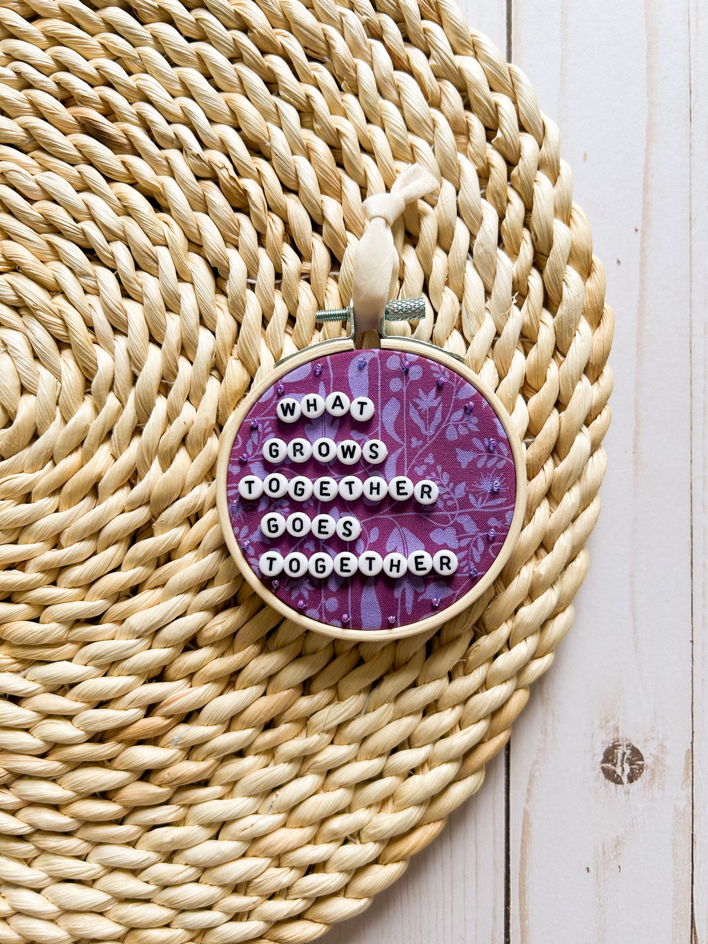 What Grows Together Hoop Ornament