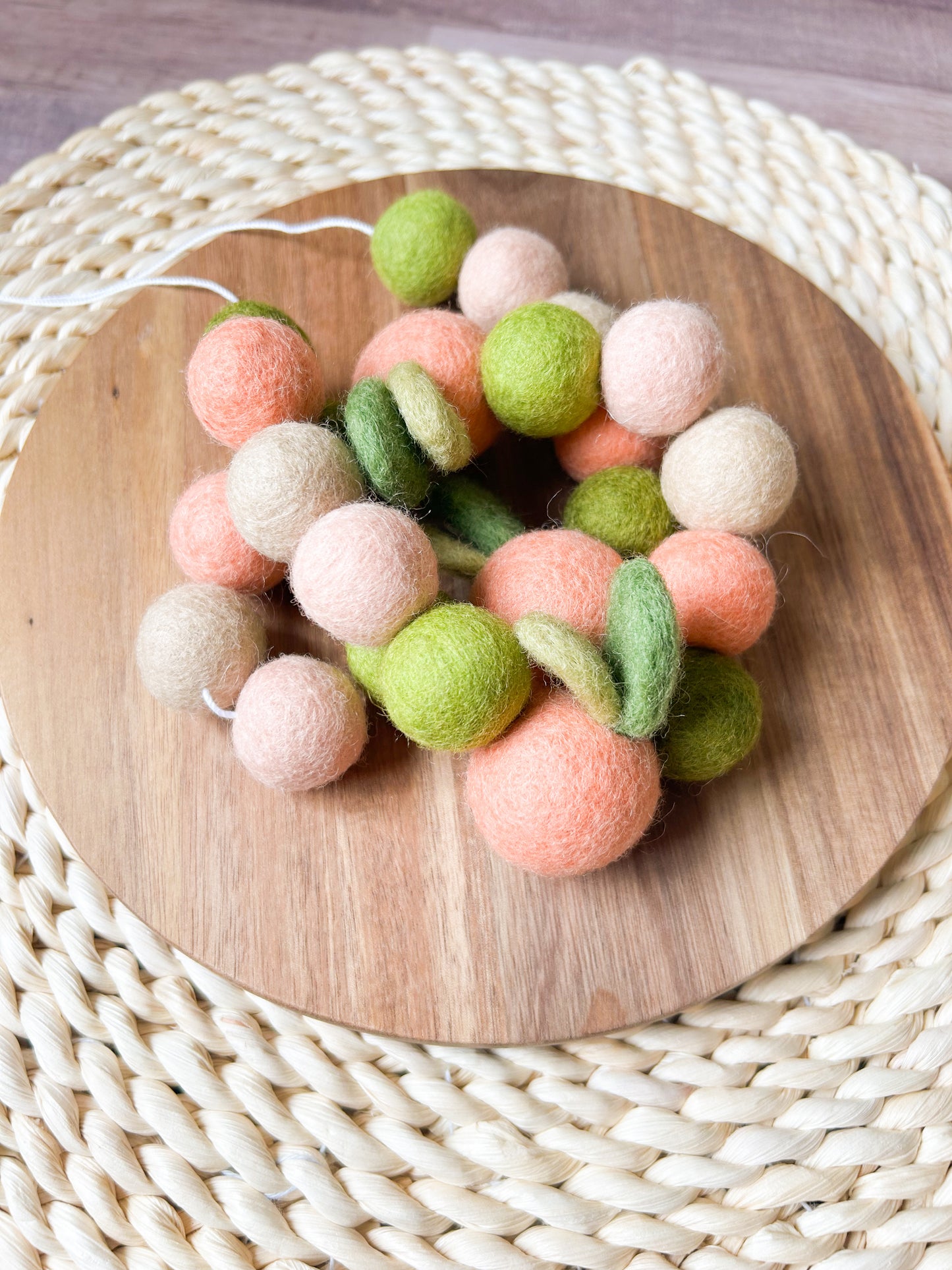 Peach Felt Ball Garland