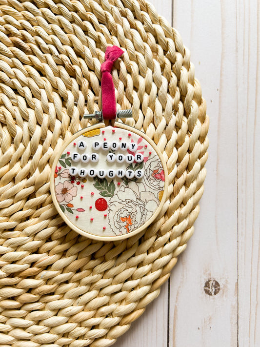 A Peony For Your Thoughts Hoop Ornament
