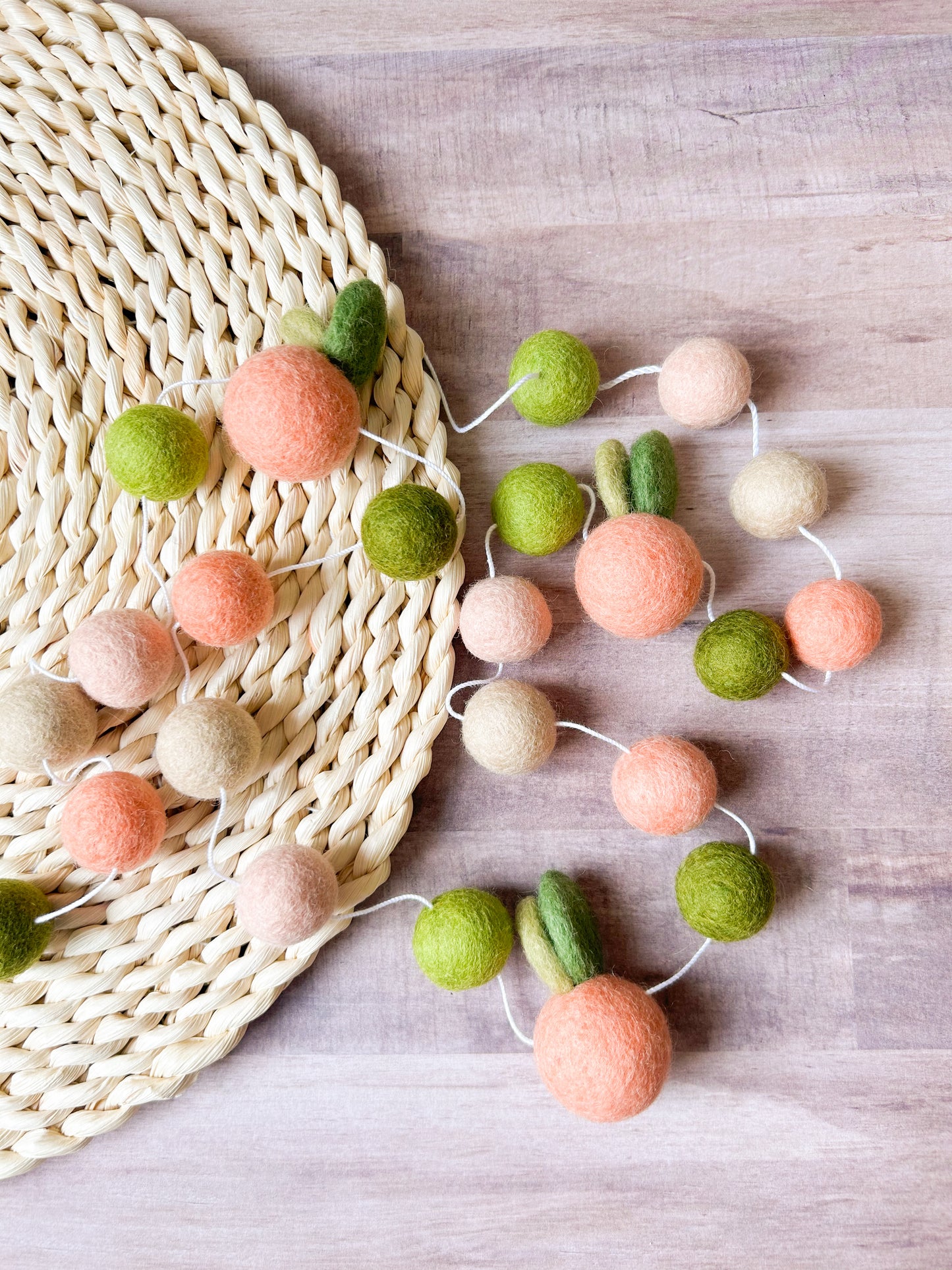 Peach Felt Ball Garland