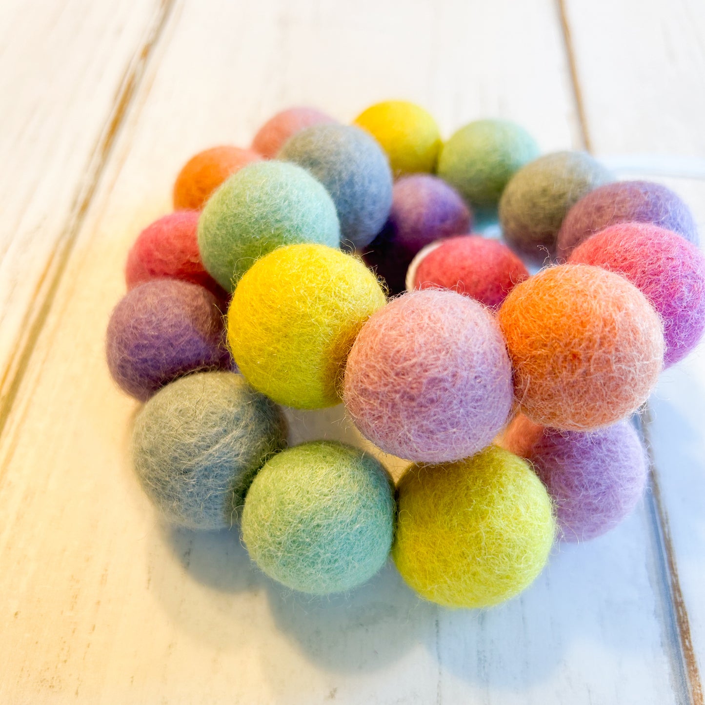 Pastel Rainbow Felt Ball Garland