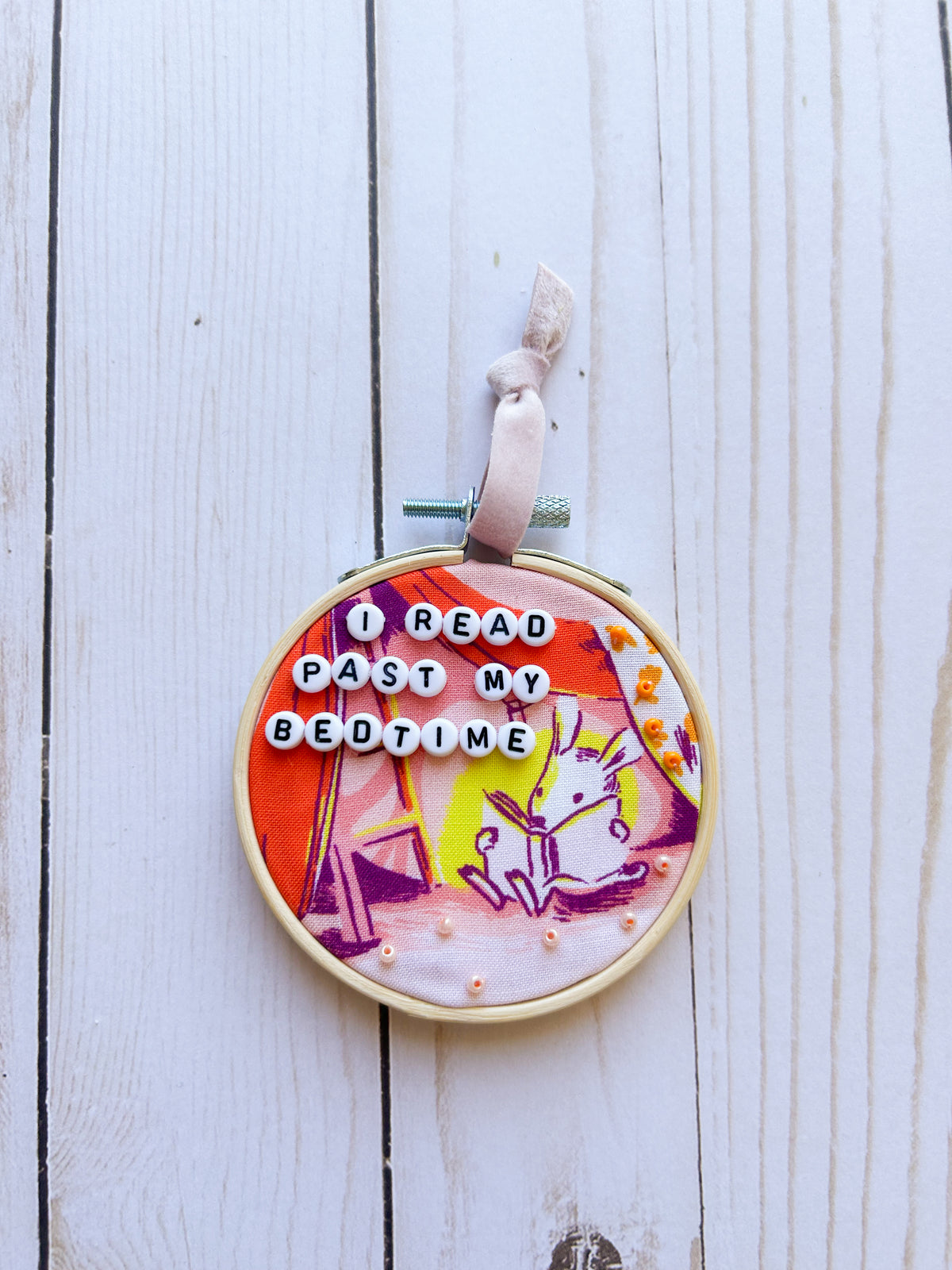 I Read Past My Bedtime Hoop Ornament