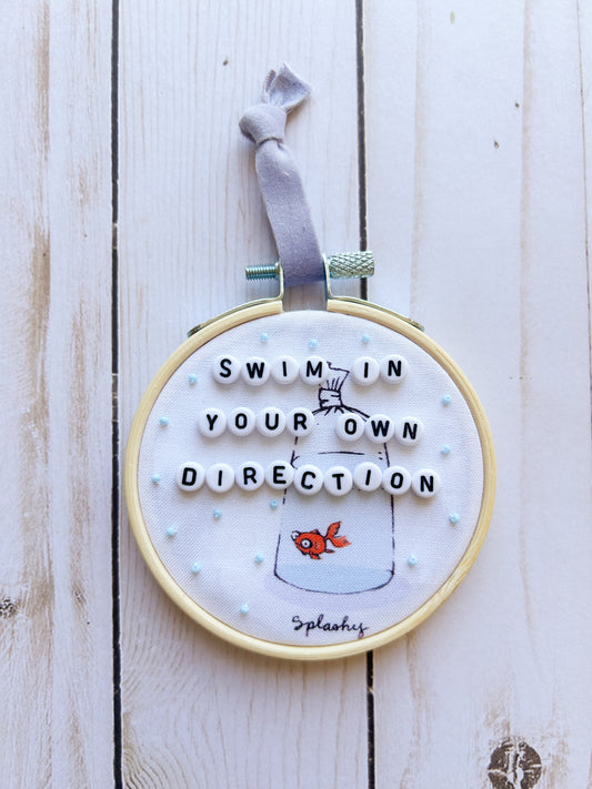 Swim On Your Own Direction Hoop Ornament