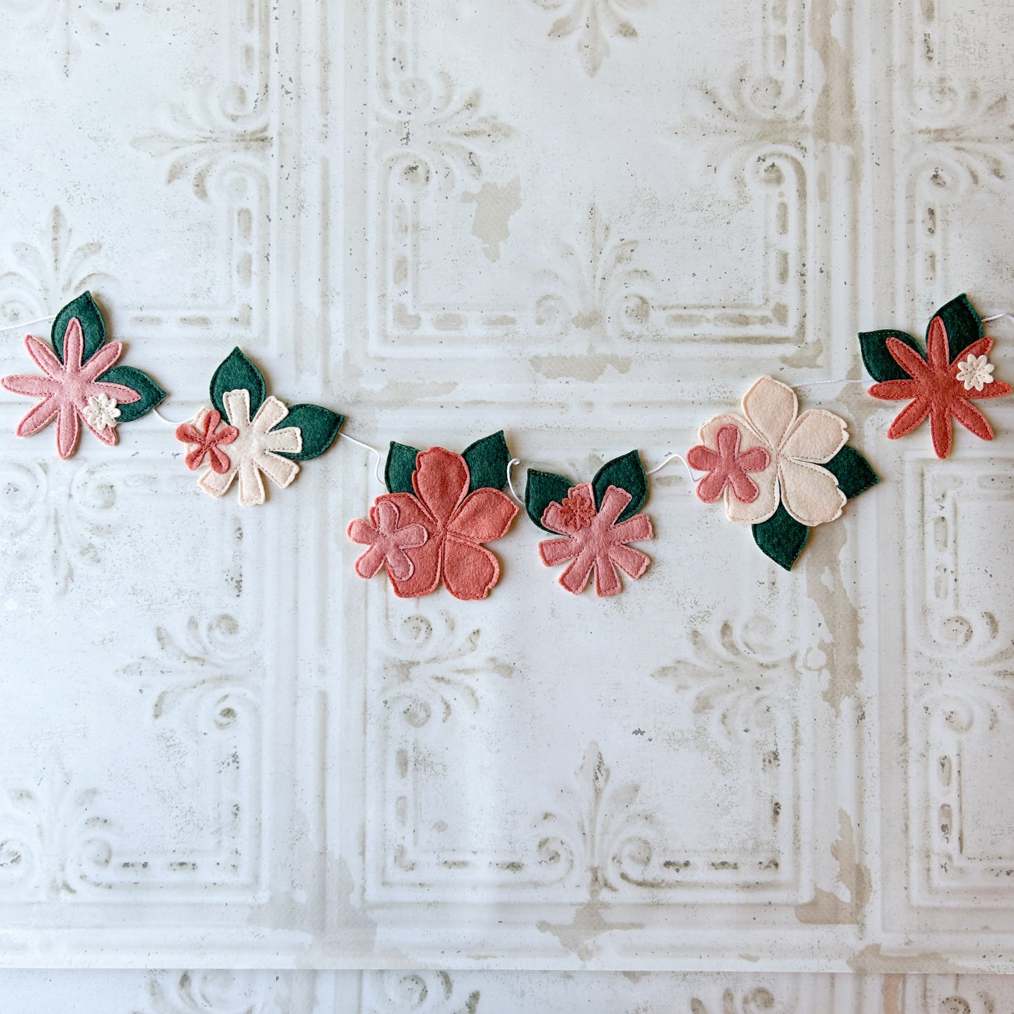 Peach and Cream Boho Floral Garland