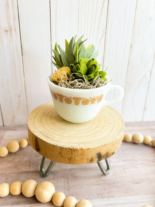 Vintage Pyrex Cup Felt Succulent