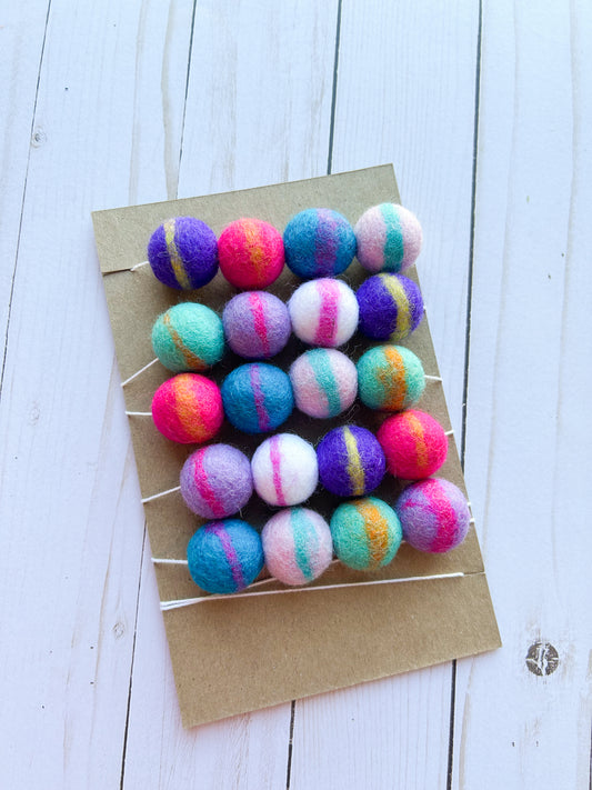 Tie Dye Felt Ball Garland