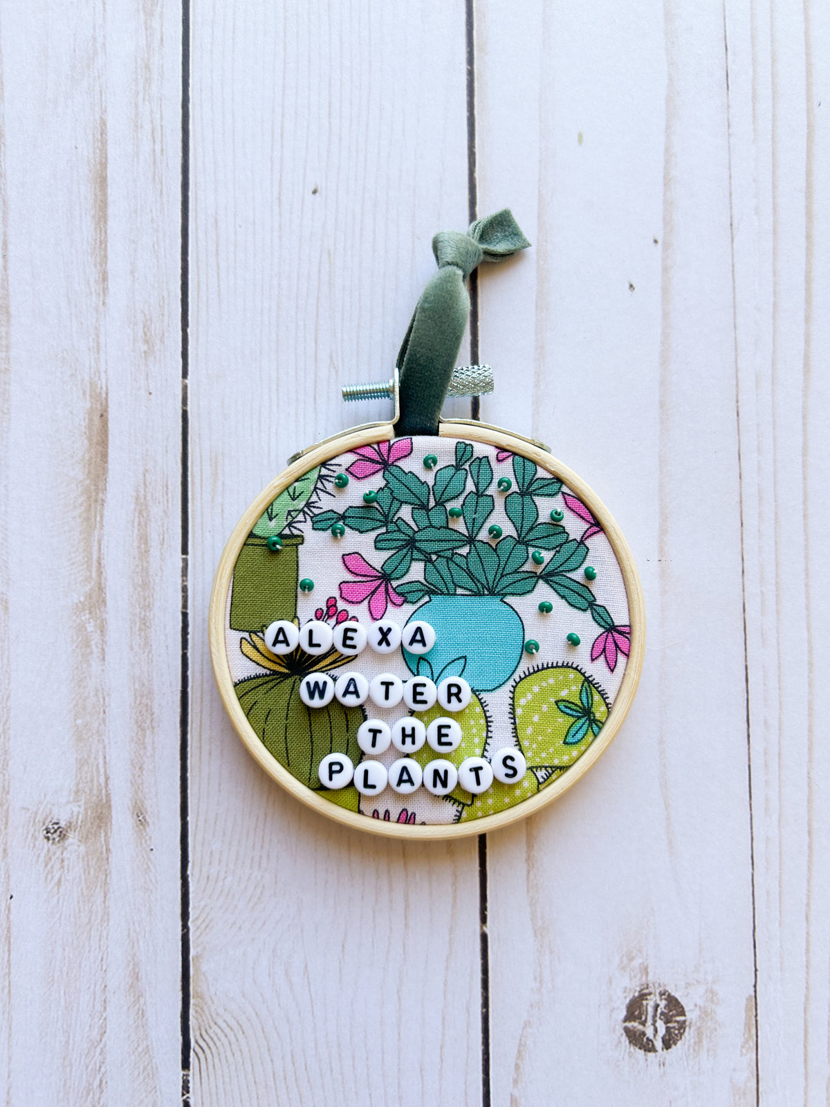 Alexa Water My Plants Hoop Ornament