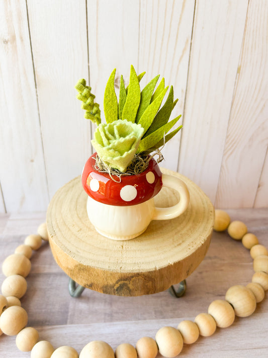 Mini Mushroom Felt Succulent