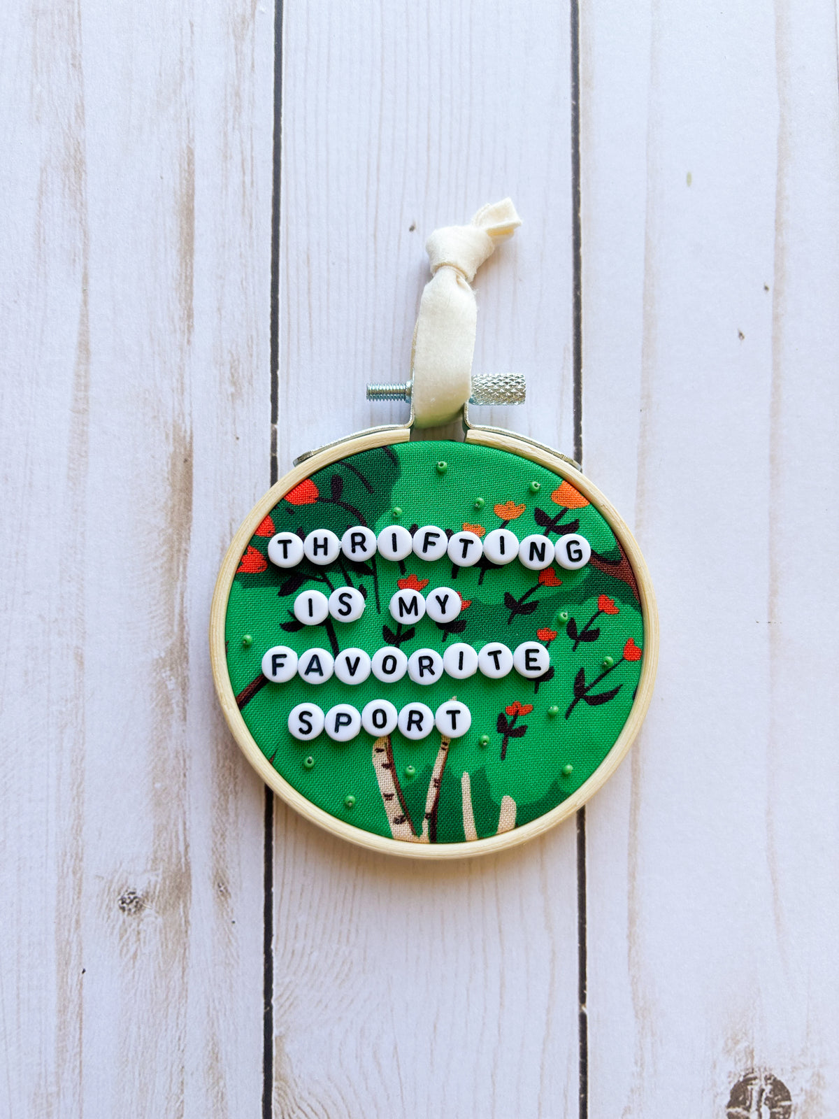 Thrifting is My Favorite Sport Hoop Ornament