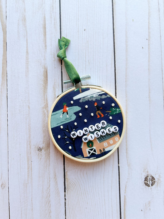 Winter Wishes Hoop Ornament