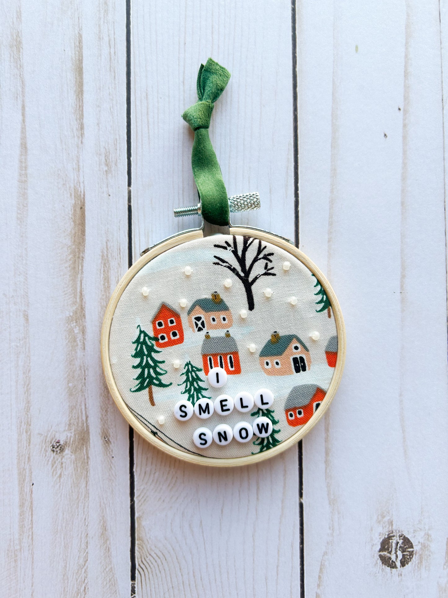 I Smell Snow Hoop Ornament