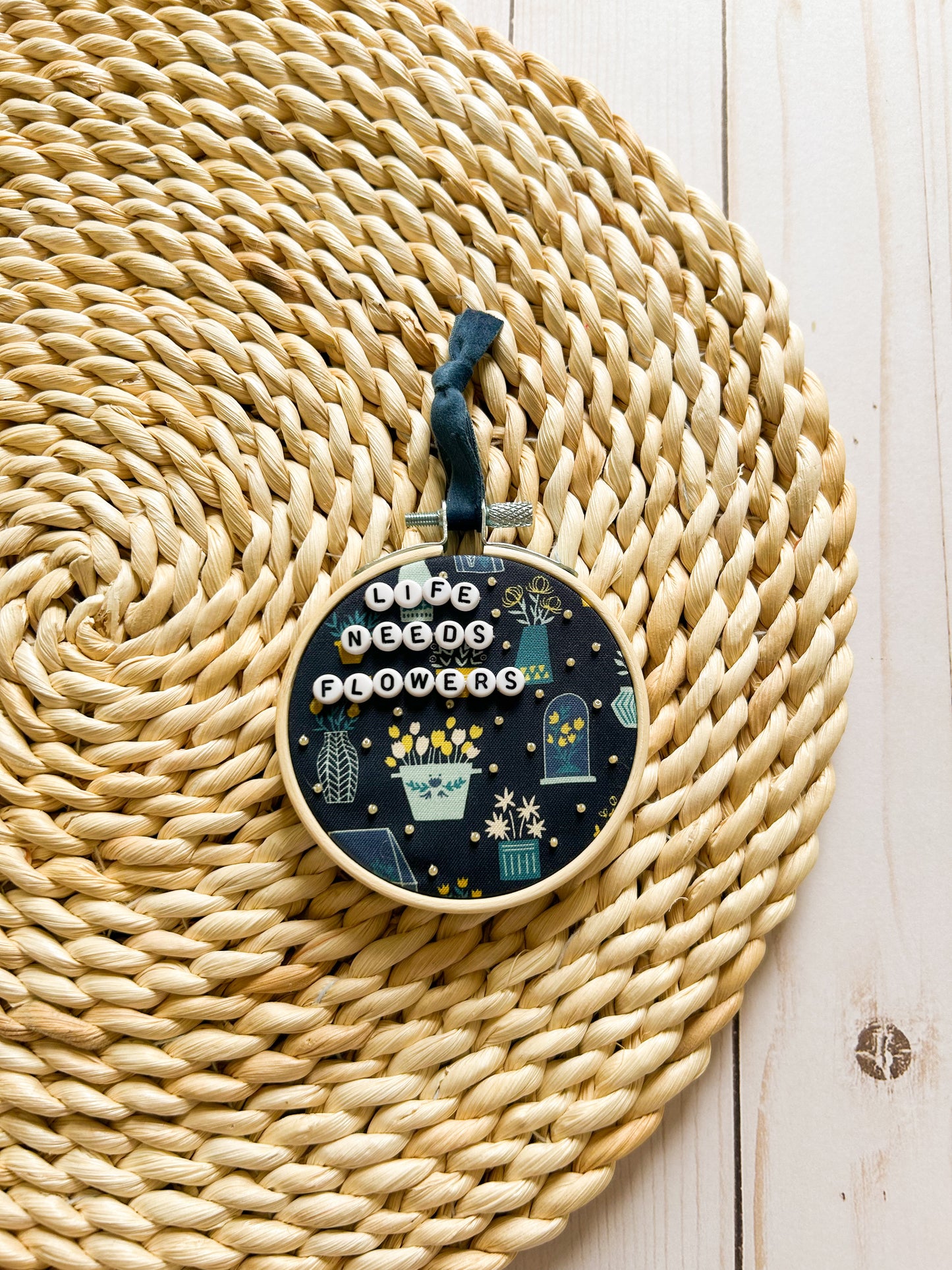 Life Needs Flowers Hoop Ornament