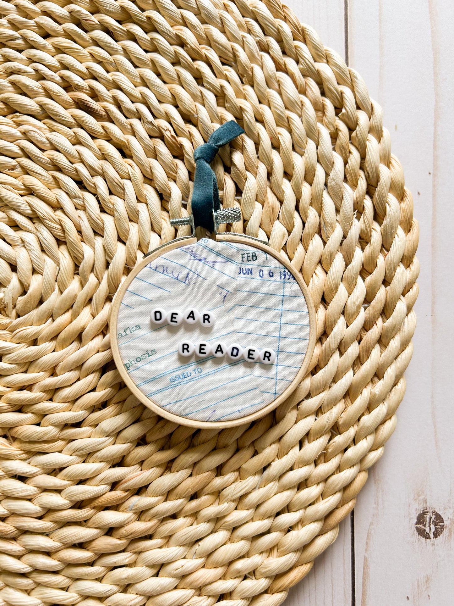 Dear Reader Hoop Ornament