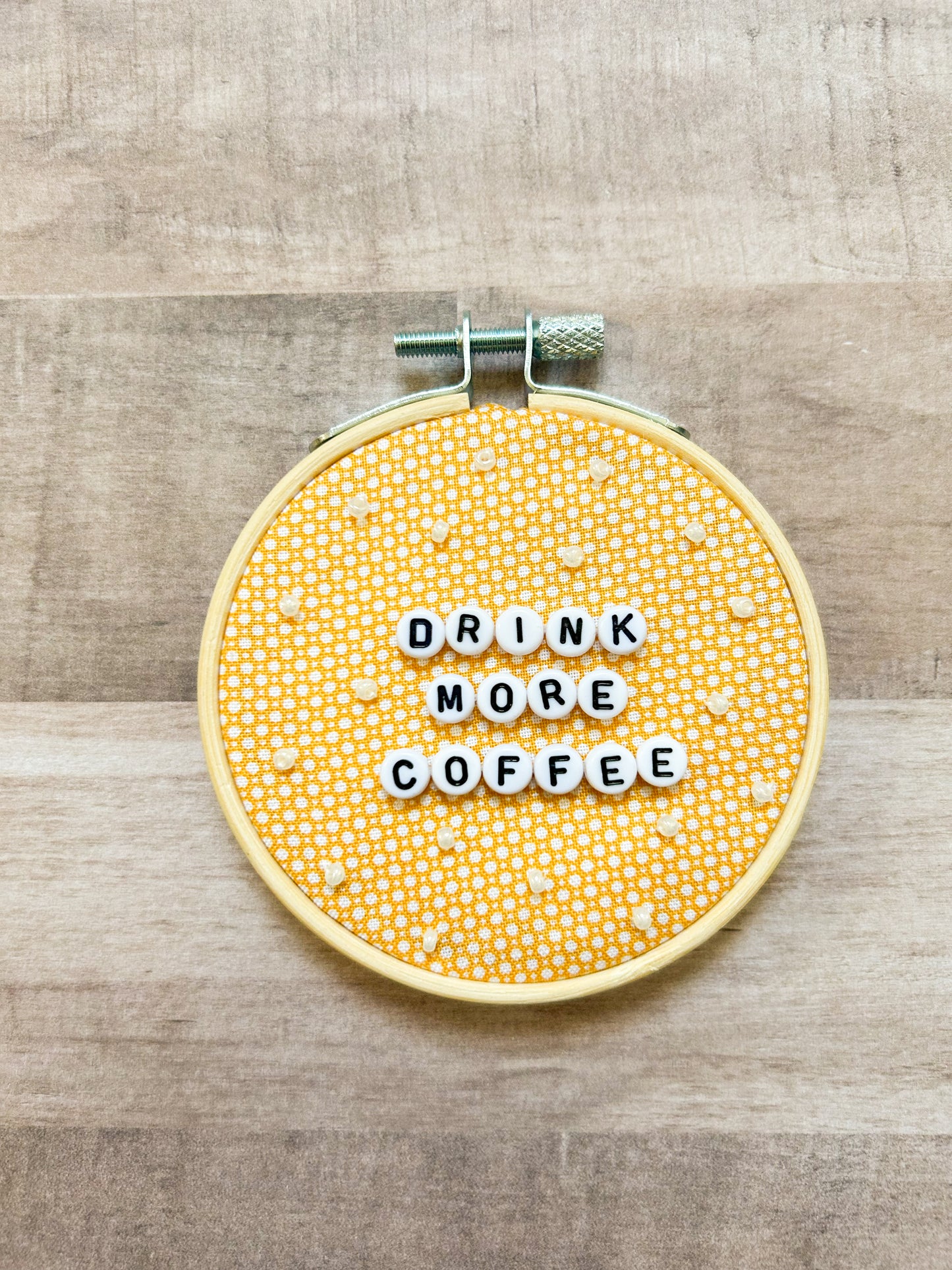 Drink More Coffee Hoop Ornament